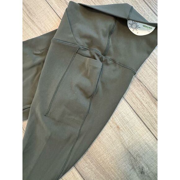 NWT Aerie Offline Real Me Xtra 7/8 Leggings Olive Green Pockets S Small Long - Picture 2 of 2